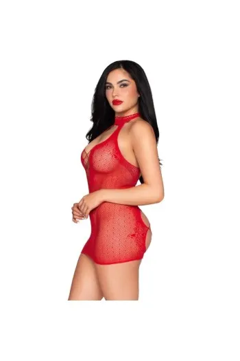 Mini Vestito Halter in Pizzo a Maglia con Cuori - Dolce e Audace | Leg Avenue