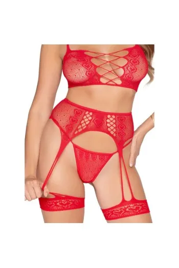 Leg Avenue Polka Dot Mesh Lingerie Set - 3 Piece Sensual Outfit