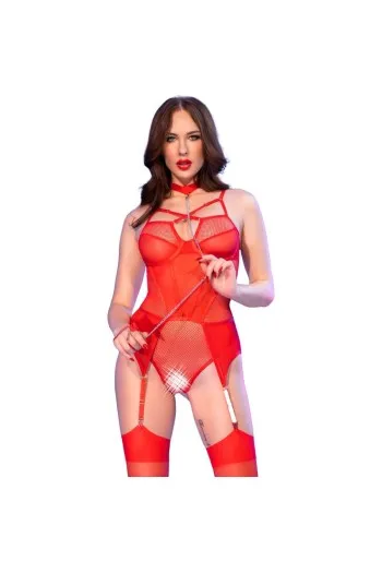 Body sensuale in mesh con dettagli metallici