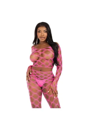 2-Piece Hardcore Fishnet Top with Footless Stockings - Seductive Lingerie Set | Leg Avenue