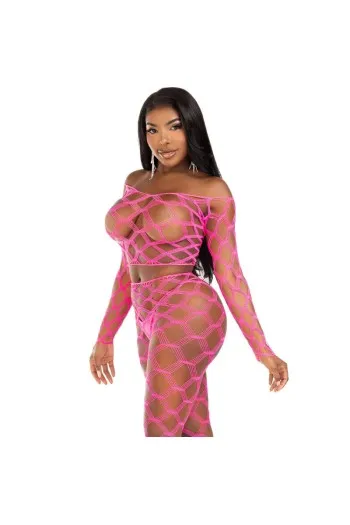 2-Piece Hardcore Fishnet Top with Footless Stockings - Seductive Lingerie Set | Leg Avenue