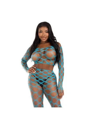 2-Piece Hardcore Fishnet Top with Footless Stockings - Seductive Lingerie Set | Leg Avenue