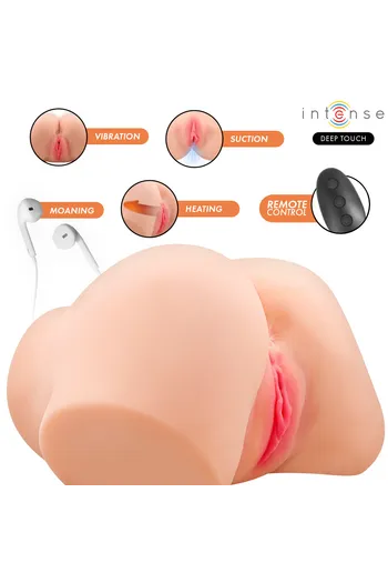 Hyperrealistic masturbator with vibration, suction and heat