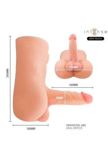 INTENSE DEEP TOUCH - DAMIEN TORSO WITH ANUS AND REALISTIC DILDO WITH PUSHING AND VIBRATION REMOTE CONTROL 3.5 KG