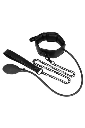 Collare bondage gonfiabile con catena per giochi di controllo