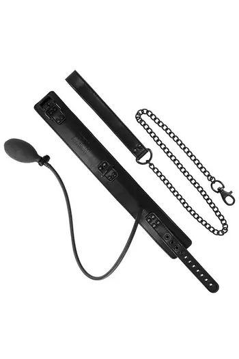 Collare bondage gonfiabile con catena per giochi di controllo