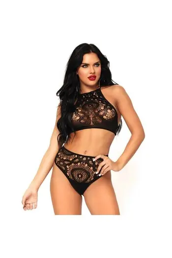 LEG AVENUE - SET 2 PEZZI TOP E SLIP S/M