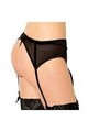 QUEEN LINGERIE - PERIZOMA CON GIARRETTIERA IN PIZZO NERO S/M