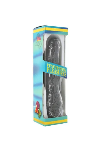 Vibratore a forma di pene in vinile nero 20 cm