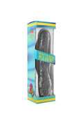 Vibratore a forma di pene in vinile nero 20 cm